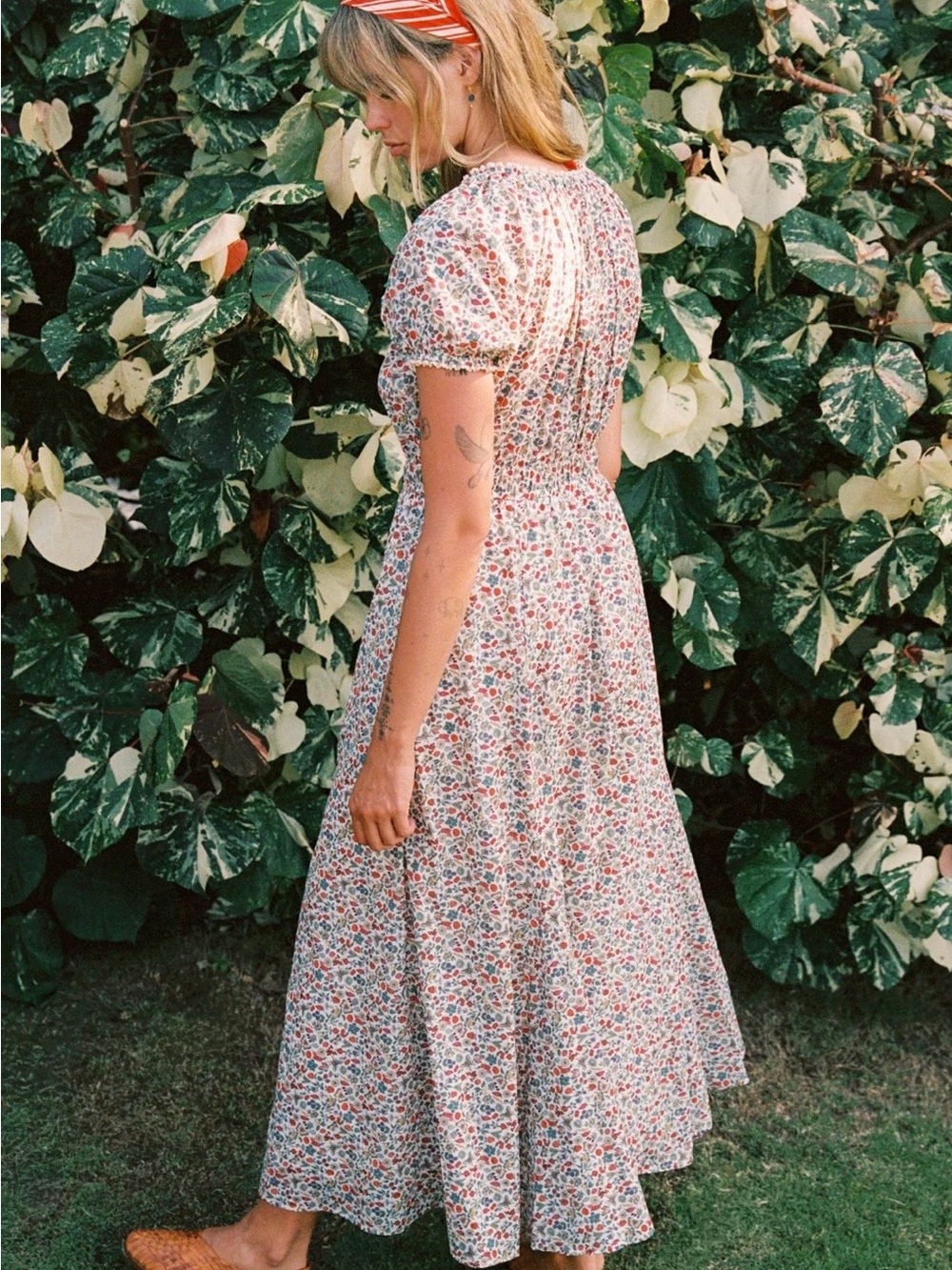 Christy Dawn Cream Maxi Dress with Red Floral Print - Picture 2 of 5
